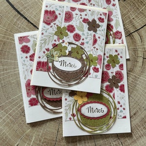 Cartes de souhait, artisanale, fait main, carte faite main, merci, merci, fleur
