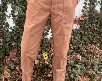 Unisex Canvas Workwear Pants - Handmade Utility Carpenter Trousers, Gender Neutral