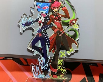 Alastor Vox 15cm Acrylic Standee, Hazbin Hotel Desk Decor, Alastor Vox Gift