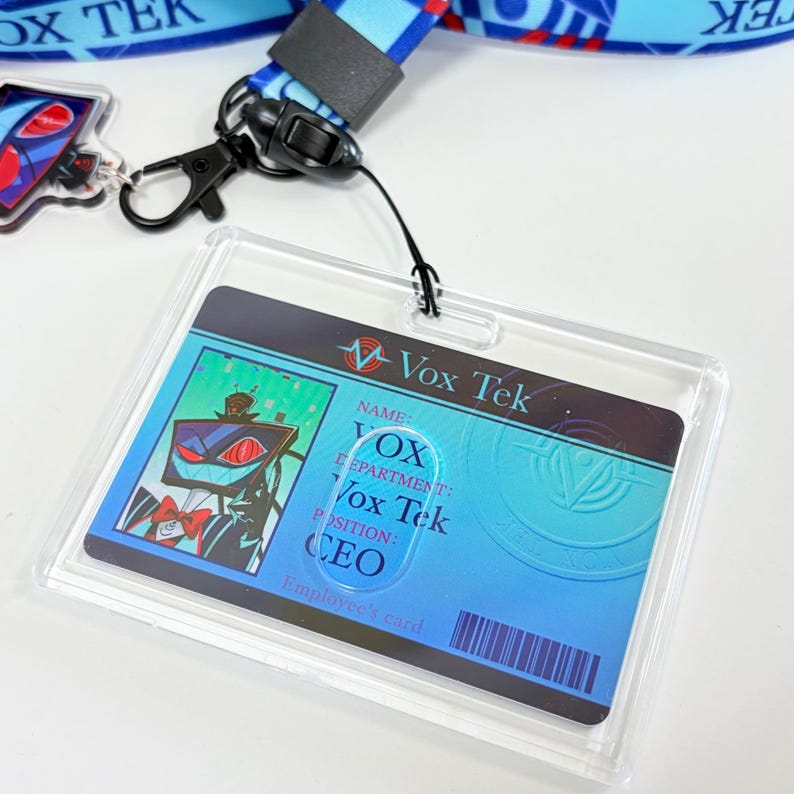 Alastor Vox Lanyard ID Card Sleeve, Hazbin Hotel Cosplay Decor, Alastor Vox Gift image 4