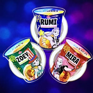Kpop Demon Huntrix Cup Noodles Magsafe Phone Grip charms,  Kpop Hunter Rumi Zoey Mira Ramen Charm Gifts