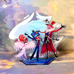 Hazbin Hotel Vees inspiriert Acryl Aufsteller, Voxtek Fandom Display Charm Schreibtisch Dekor, Vox Valentino Velvette Aufsteller Charms, Vox Aufsteller