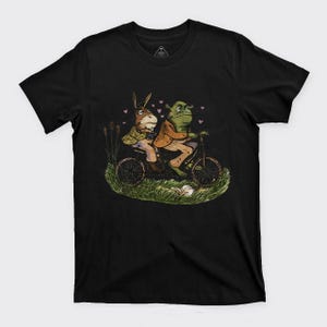 Grappig Shrek en Donkey Bike T-shirt, Meme Cartoon Koppel T-shirt, Schattig Frogcore Love T-shirt, Bijpassend esthetisch cadeau voor hem, Wit Unisex Topje