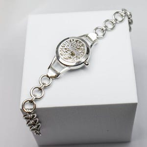 Pulsera de aromaterapia personalizada – Difusor de aceites esenciales Árbol de la Vida en plata de ley | Regalo para ella | Bienestar y relajación