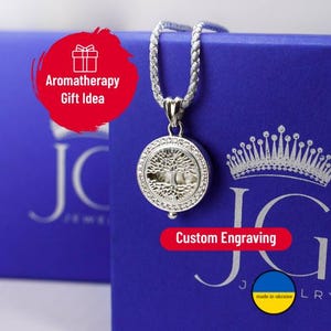 Personalized Tree of Life Diffuser Necklace – Aromatherapy Jewelry Gift with Engraving
