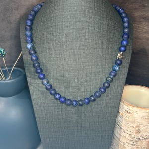 Matte Blue Lapis Lazuli Beaded Necklace