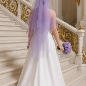 Foggy Lavender Wedding Veil, Pencil Edge, 3-tier