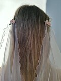 Blush Tulle Wedding Veil with Floral Clips \u2013 Romantic Bridal Accessory | Custom Lengths and Colors product logo