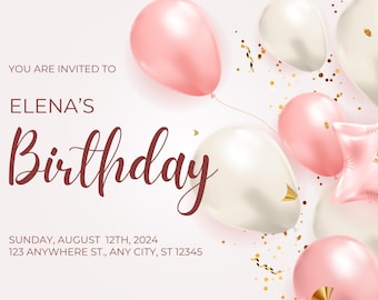Pink Birthday Invitation Template
