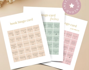 Book Bingo Printable, Reading Challenge, Reading Prompts, Fantasy Romance Book Lover Game, Reading Bingo Printable PDF