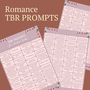 TBR Prompts for Romance Books Printable | Reading Game Book Lover | Reading Challenge Bookworm | Book Ideas to Read | Pink Reading Prompts