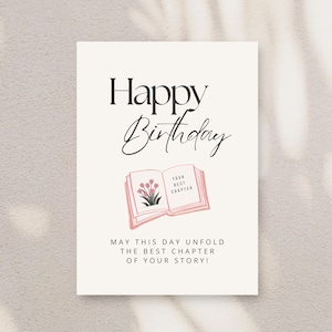 Bücherwurm Grußkarte Niedliches Geschenk Bücherwurm Geburtstagskarte für Leser Digitale Lektüre Themed Card Printable Happy Birthday Wunsch Buchliebhaber