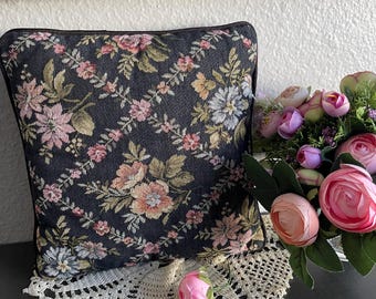 Tapestry Pillow - Victorian Floral Embroidered Mini Pillow - Home Decor