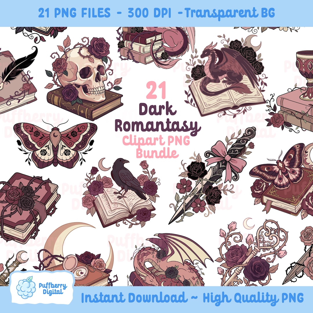 Romantasy Bookish Girlie Clipart Png Bundle, Fantasy Reader Png, Pastel Book Png, Girls Reading Png Design, Digital Download - Etsy