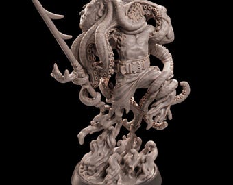 Octopus Entangled Sailor Miniature: 8K Resin DnD RPG Mini