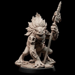 8K Resin Froggy Spearman Miniature: TTRPG, DnD, and RPGs