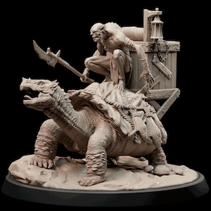 8K Resin Turtle Rider Miniature: TTRPG & DnD Tabletop RPG