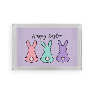 Easter Bunny Acrylic Serving Tray, Easter home decor, Easter hostess gift, spring home decorations, spring kitchen decor,coffee serving tray