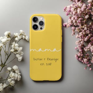 Personalized Mama Phone Case, Mothers Day Gift, Gift for Mom, Phone case with Kids Names, Spring Phone Case, Mom Phone Case, IPhone Case Mom
