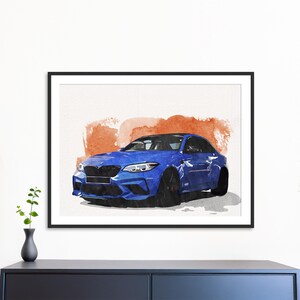 Auto Malerei, Auto Portrait vom Foto, personalisiertes Geschenk für Papa, Geschenk für Autobesitzer, erstes Auto Geschenk, Auto Poster, Geschenk für Autoliebhaber