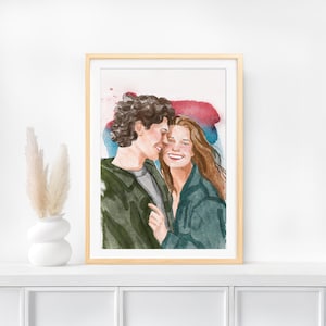 Ritratto personalizzato, regalo per il primo anniversario, regalo personalizzato per lui, dipinto ad acquerello originale, regalo per fidanzato, regalo personalizzato per marito