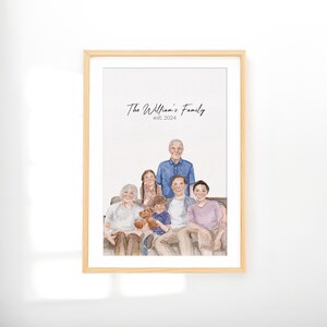 Dipinto personalizzato da foto, aggiungi una persona cara defunta, ritratto di famiglia ad acquerello, regalo commemorativo personalizzato, combina foto, regalo di famiglia