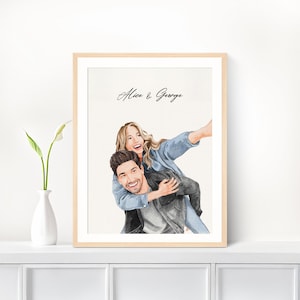 Ritratto di coppia personalizzato, regalo personalizzato per lui, regalo per il 6° anniversario, ritratto da foto, regalo per lei, regalo per fidanzato