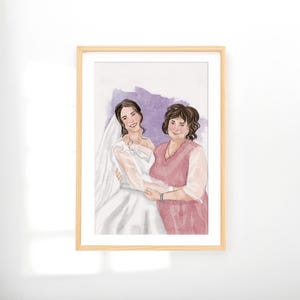Dipinto ad acquerello da foto, ritratto di famiglia personalizzato, regalo per la madre della sposa, aggiungi una persona cara, regalo di nozze personalizzato, regalo commemorativo
