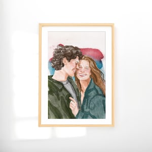 Ritratto di coppia personalizzato, regalo personalizzato per coppia, dipinto ad acquerello da foto, regalo per fidanzata, arte murale personalizzata, regalo per donna
