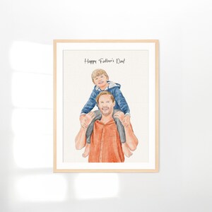 Dipinto ad acquerello originale, regalo per la festa del papà, ritratto di famiglia personalizzato, regalo personalizzato per papà, dipinto da foto, regalo personalizzato per il nonno