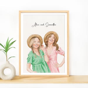 Dipinto ad acquerello personalizzato, regalo di compleanno per donna, regalo per il 30° compleanno, regalo personalizzato per sorella, ritratto da foto, regalo di amicizia