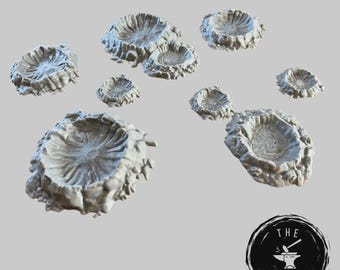 Craters - Pack of 8 - 28mm Scatter Terrain Scenery Tabletop