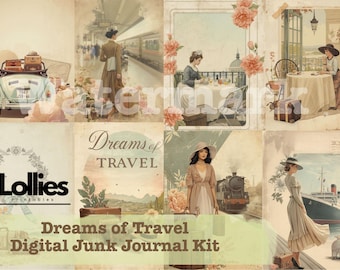 Dreams of Travel, Digital Junk Journal/Scrapbooking Download