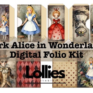Dark Alice in Wonderland Tab folder Folio Digital Kit