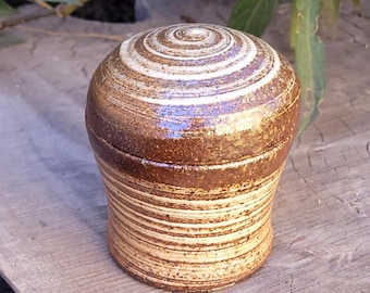 Wood Fired Pottery Jar: Handmade Ceramic Keepsake Jar with Lid