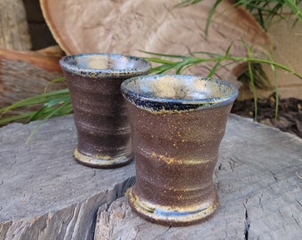 Wood Fired Cup Pair - Rods Bod Cups with Emily Purple
