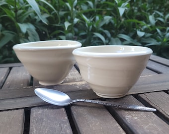 Milky Gloss White Salsa Bowls - Handmade Pottery Bowls - Creamy White Fruit Bowls - White Bowl Set - Milky White Desert Bowls