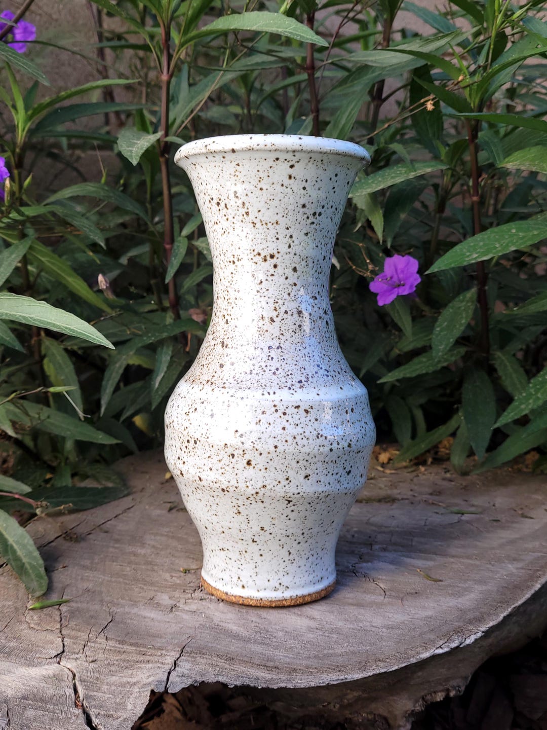 White Speckled Pottery Vase; Wheel Thrown Stoneware Flower Vase - Etsy