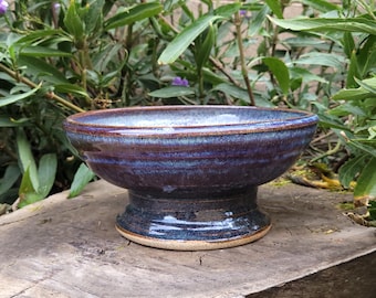Woo Blue and Rutile Pedestal Bowl