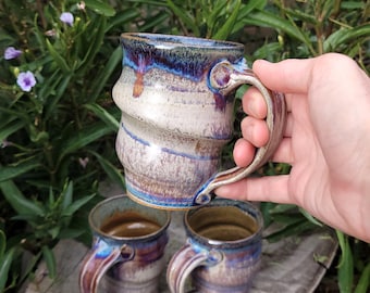 Lavender Swirl Wheel-Thrown Mug: Handmade Coffee Cups