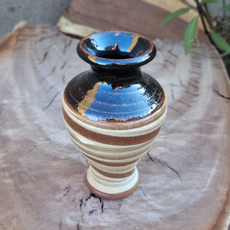 Soda Fired Bud Vase Textured and Swirled Handmade Vase image 5