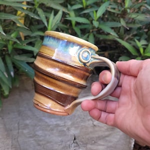 Wood Fired Swirl Mug with Woo Blue Glaze
