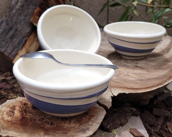 Blue and White Soup Bowl - Handmade Pottery Bowl - Cobalt Blue and Cream Cereal Bowl - Ceramic Bowl Set - Cobalt Swirl Bowls