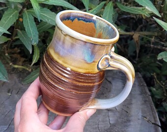 Wood Fired Slip Textured Mugs with Woo Blue Glaze