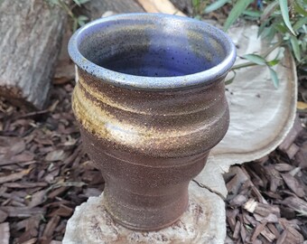 Wood Fired Pottery Crock: Emily Purple Glazed Interior, Wine Chiller Vase