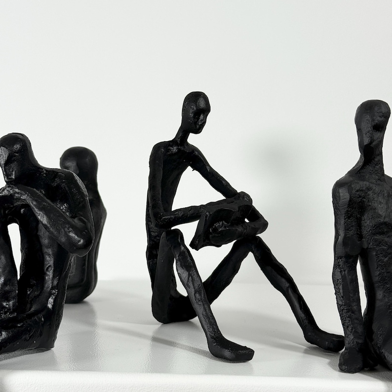 Modern Iron Sitting Figures - Abstract Minimalist Sculptures - Black ... - Black Metal Home Decor