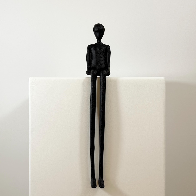 Modern Iron Sitting Figures - Abstract Minimalist Sculptures - Black ...