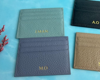 Echtleder Kartenhalter Personalisiert | Personalisierte Brieftasche Kartenhalter | Personalisiertes Geschenk für Sie | Individuelles Geschenk für Freunde & Familie | Individuell
