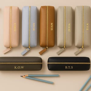 Astuccio portapenne in vera pelle personalizzato con incisione del nome – Regalo personalizzato per studenti, insegnanti, ufficio e scuola / Regalo per lei e per lui