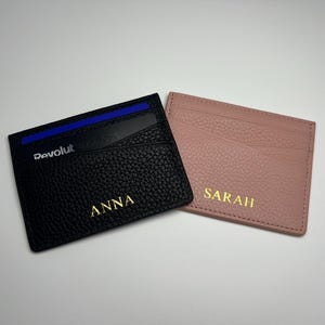 Personalized Genuine Leather Card Holder Wallet, Custom Engraved Slim Wallet, Monogram Gift, Minimalist Wallet for Men & Women